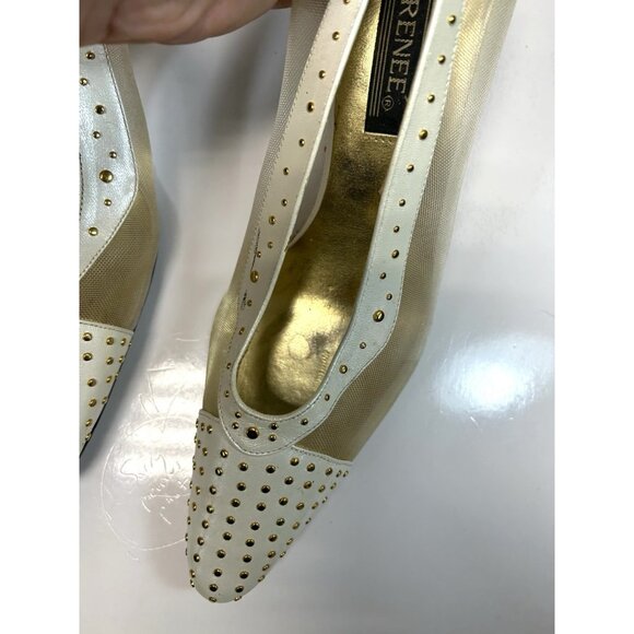 J Renee Joy Pumps Womens Sz 10 N Narrow Fabric Beads Uppers Sequins Off White - Picture 6 of 16